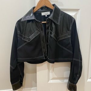L’academie black button down jacket